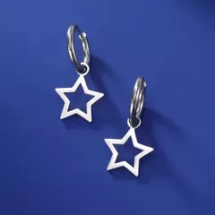 Brinco Argolinha Estrela - Aço Inox - MUITO TUDO