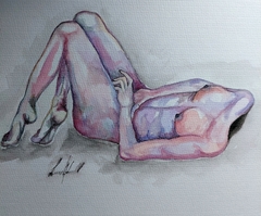 Female Masturbation / Acuarela y fibra sobre A3 / 29, 7 x 42 cm / USD 300