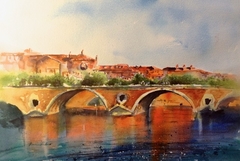 LE PONT NEUF, TOULOUSE / ACUARELA SOBRE PAPEL ARCHES / 35X50 CM