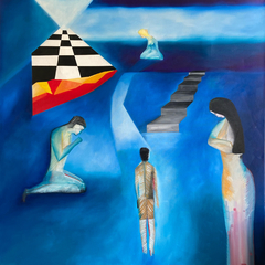 Sensación en los caminos / óleo sobre lienzo / 90 x 90 cm