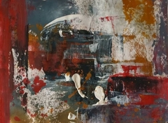 Composición en rojo y blanco - Técnica: Óleo s/lienzo 50 cm x 60 cm Estilo: Abstracto