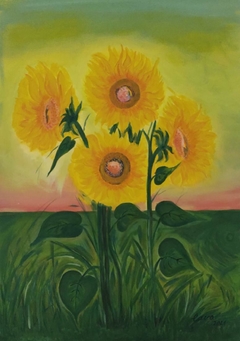 Girasoles / Año: 2021 / Técnica: Acrílico sobre lienzo / Dimensiones: 70 x 50 centímetros /