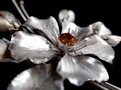 Broche Flor de manzano. Plata 925, 10×8×1,5 cm 25,5g Citrina y corales (pintadas) - Aura Arte