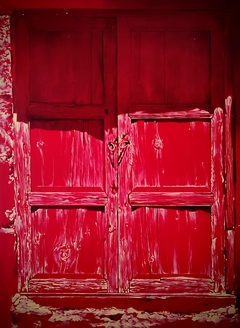 Puerta Roja / óleo y esmalte sobre placa de chapadour / 90 x 120 cm /