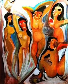 Las señoritas / Técnica mixta sobre tela, 160 x 145 cm