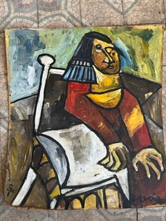 Mujer en silla blanca/ 60 x 50 / Oleo sobre fibra / 2004