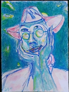 Mujer pensando / pastel óleo sobre cartulina / 56 x 37 cm