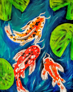 Peces Koi / 2024 / Acrílico sobre bastidor / 40 x 50 cm.