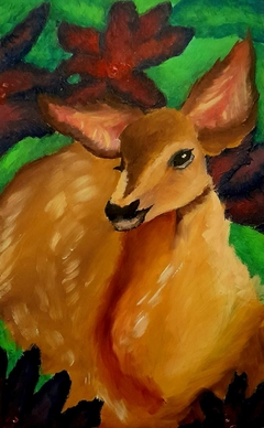 Venado petit / 2024 / Acrílico sobre fibrofácil / 22 x 35 cm.