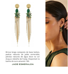 Brincos longos jade. - comprar online