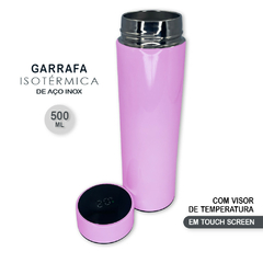 Garrafa Térmica Medidor Temperatura Digital Squeeze Portátil Rosa - comprar online