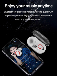 Tws fones de ouvido bluetooth verdadeiro fone de ouvido estéreo sem fio display led graves profundos in-ear fones com microfone