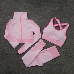 2/3PCS Seamless Women Yoga Set Workout Sportswear Gym Clothing Fitness Long Slee - fitcute