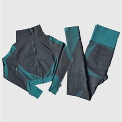 Imagem do Conjunto sem costura feminino para ioga, conjuntos com 2 ou 3 peças de roupa esportiva com zíper, manga comprida, sutiã esportivo e calça legging