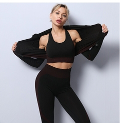 2/3PCS Seamless Women Yoga Set Workout Sportswear Gym Clothing Fitness Long Slee - fitcute