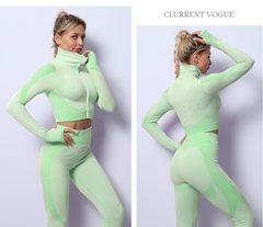 2/3PCS Seamless Women Yoga Set Workout Sportswear Gym Clothing Fitness Long Slee - comprar online