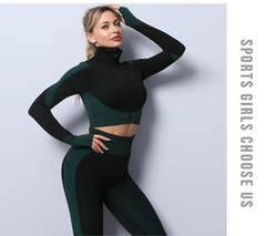 2/3PCS Seamless Women Yoga Set Workout Sportswear Gym Clothing Fitness Long Slee na internet