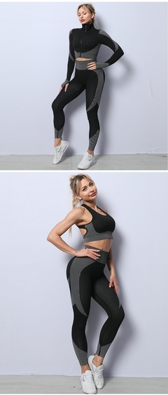 2/3PCS Seamless Women Yoga Set Workout Sportswear Gym Clothing Fitness Long Slee - comprar online