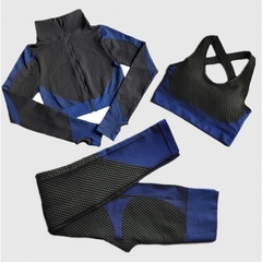 Conjunto sem costura feminino para ioga, conjuntos com 2 ou 3 peças de roupa esportiva com zíper, manga comprida, sutiã esportivo e calça legging na internet