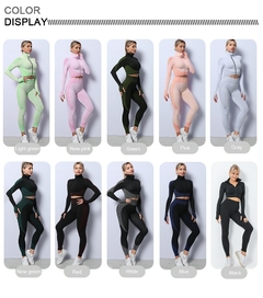 2/3PCS Seamless Women Yoga Set Workout Sportswear Gym Clothing Fitness Long Slee - comprar online