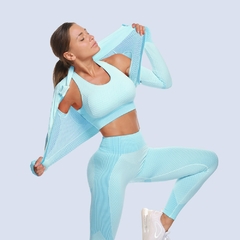 2/3PCS Seamless Women Yoga Set Workout Sportswear Gym Clothing Fitness Long Slee