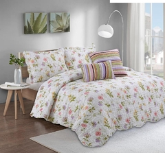 Cover estampado reversible + 4 fundas de almohada Queen Size - tienda online