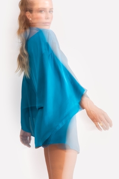 Vestido Curto com Mangas Azul - buy online