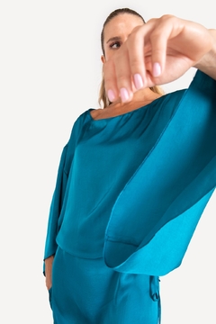 Image of Vestido Curto com Mangas Azul