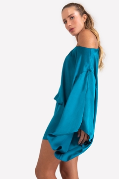 Vestido Curto com Mangas Azul - buy online