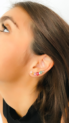 EARCUFF HIT ZIRCÔNIAS COLORIDAS BANHADO A OURO 18K - 3 cm - comprar online