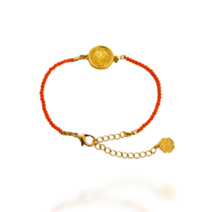 PULSEIRA SUMMER JADE LARANJA BANHADA A OURO 18K E MEDALHA DE SÃO BENTO 17 A 22 cm na internet