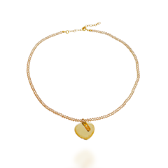 COLAR SUMMER CORAÇÃO COM CRISTAL ROSA E PINGENTE BANHADO A OURO 18K - 51 cm - comprar online