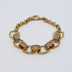 PULSEIRA PARIS - PULSEIRA BANHADA A OURO 18K COM ELOS CRAVEJADOS DE ZIRCÔNIAS 18 cm - ALLEGRA Acessórios e Moda Para Mulheres