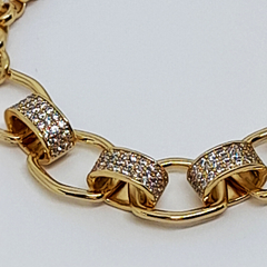 PULSEIRA PARIS - PULSEIRA BANHADA A OURO 18K COM ELOS CRAVEJADOS DE ZIRCÔNIAS 18 cm - loja online