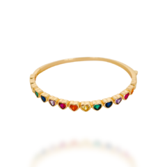 BRACELETE CELEBRATION CORAÇÕES COLORIDOS BANHO EM OURO 18 K - 15 A 17 cm - comprar online