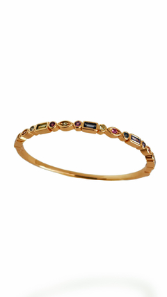 BRACELETE FORMAS ZIRCÔNIAS COLORIDAS BANHADO A OURO 18K - comprar online