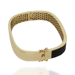 BRACELETE NOVA YORK - BRACELETE BANHADO A OURO 18K CRAVEJADO DE ZIRCÔNIAS PRETAS - comprar online