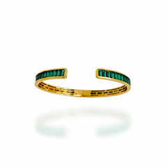 BRACELETE HIT ZIRCÔNIAS VERDES BANHADO A OURO 18K - 15 A 17 cm - comprar online