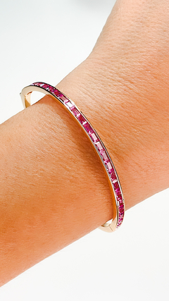 BRACELETE ZIRCÔNIA PINK BANHADO A OURO 18K