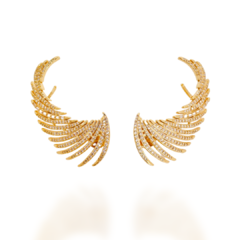 BRINCO EARCUFF CELEBRATION CRAVEJADO DE ZIRCÔNIAS E BANHO OURO 18K - 5 cm - comprar online