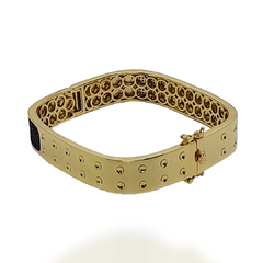 BRACELETE NOVA YORK BLACK - BRACELETE BANHADO A OURO 18K COM DETALHE CRAVEJADO DE ZIRCÔNIAS PRETAS na internet