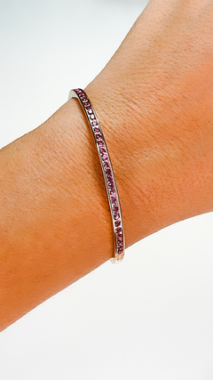 BRACELETE ZIRCÔNIA ROSA CLARO BANHADO A OURO 18K