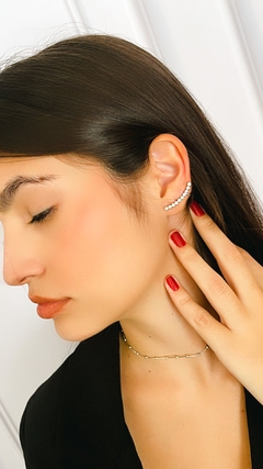 EARCUFF ESSENCE WHITE MICRO ZIRCÔNIAS EM BANHO RÓDIO - 3cm na internet