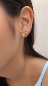 EARCUFF SIENA BOLINHAS TRIPLAS BANHADO A OURO 18K