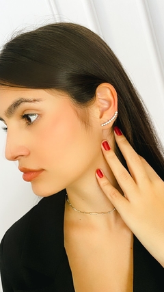 EARCUFF ESSENCE WHITE MICRO ZIRCÔNIAS EM BANHO RÓDIO - 3cm - ALLEGRA Acessórios e Moda Para Mulheres