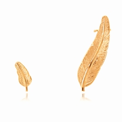 BRINCO FOLHAS BANHADO A OURO 18K - 1,5 cm e 4,5 cm - comprar online