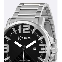 Relógio X-Games Aço Grande Xmss1029 Preto Com Calendário - comprar online