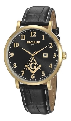Relógio Seculus Masculino Maçonaria 20893Gpsvdc1