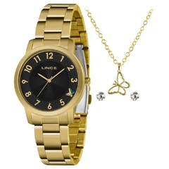 Kit Relógio Lince Feminino Dourado Lrgj142L Kn68P2Kx