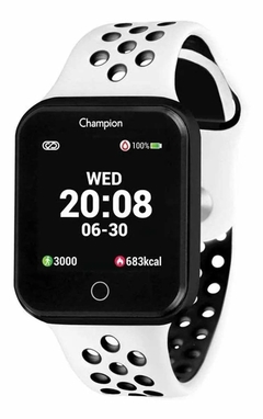 Relógio Champion Smartwatch Preto Ch50006K Pulseira Branca